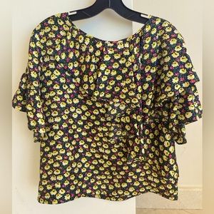 J.Crew Ratti Floral print silk Blouse with ruffles size 8